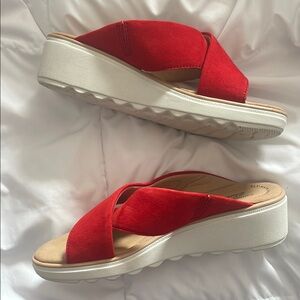 Red Suede Women's Wedge Sandals